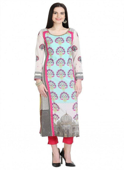 Multicolor 3/4 Sleeve Printed kurta - wforwoman