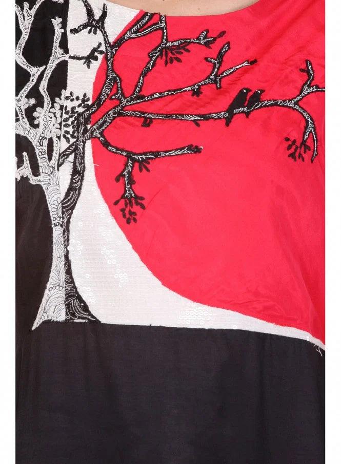 Black Printed Sleeveless kurta - wforwoman