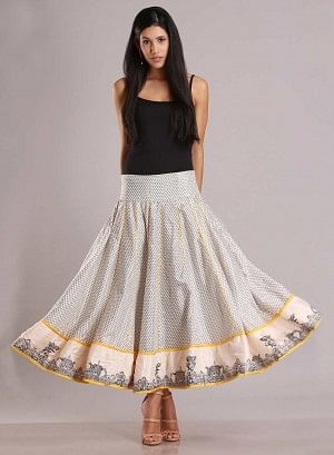 White Printed Skirt - S