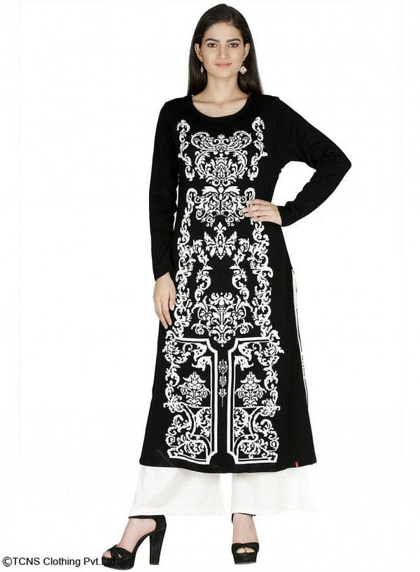 Black Round Neck Winter kurta