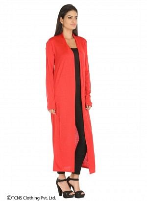 Peach-coloured Long Cardigan - M