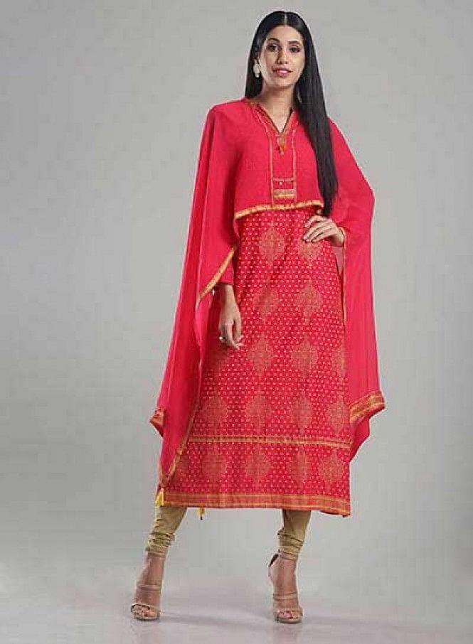 Pink Printed Full Sleeve kurta - wforwoman