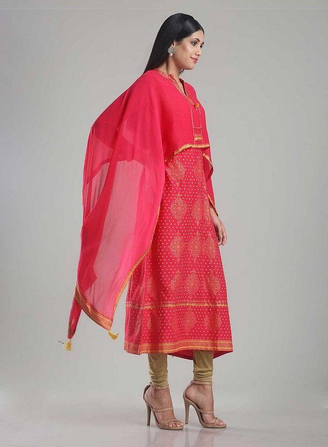 Pink Printed Full Sleeve kurta - wforwoman