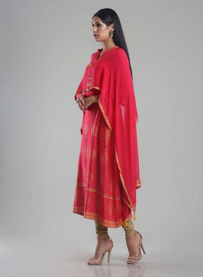 Pink Printed Full Sleeve kurta - wforwoman