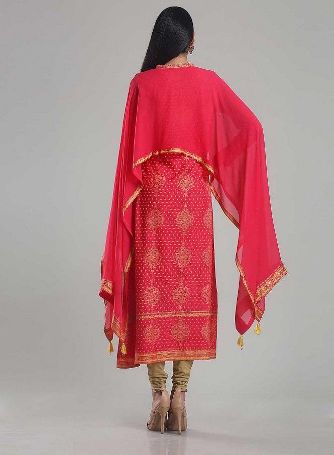 Pink Printed Full Sleeve kurta - wforwoman