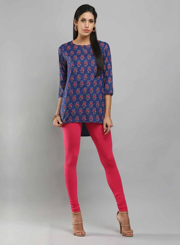 Blue Printed High-Low Top