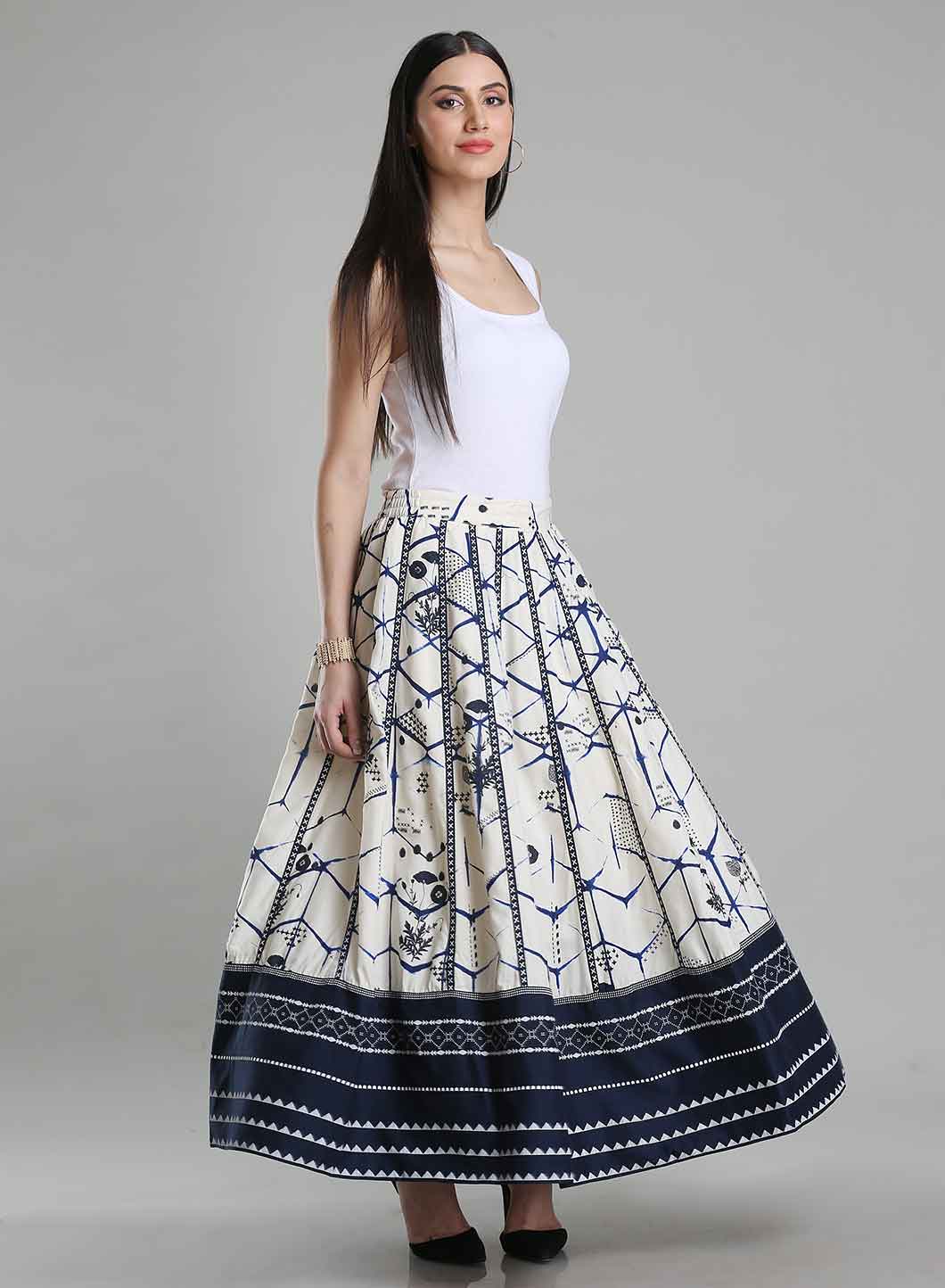 Ecru Printed Skirt - S
