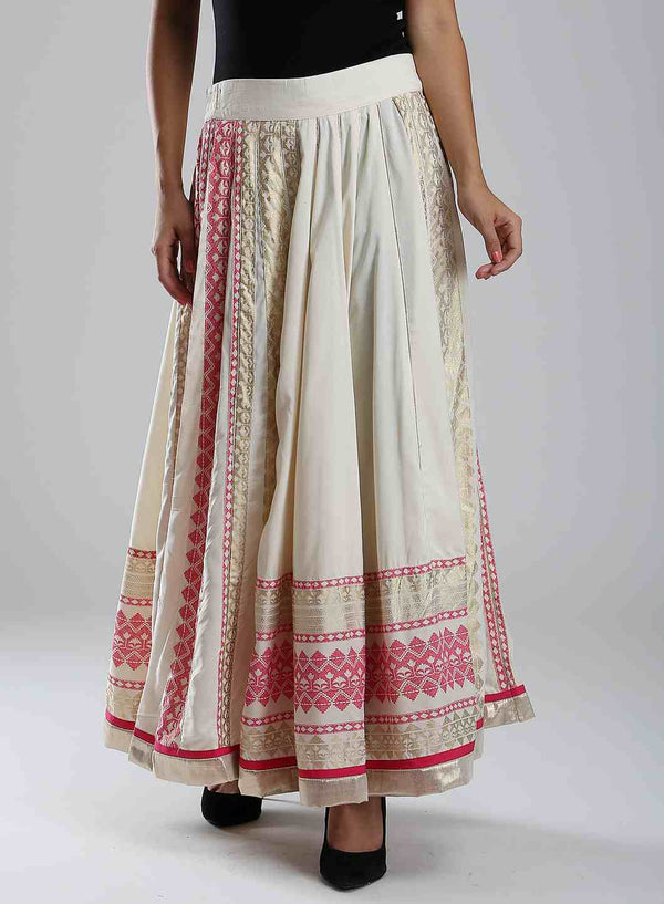 White & Pink Printed Skirt