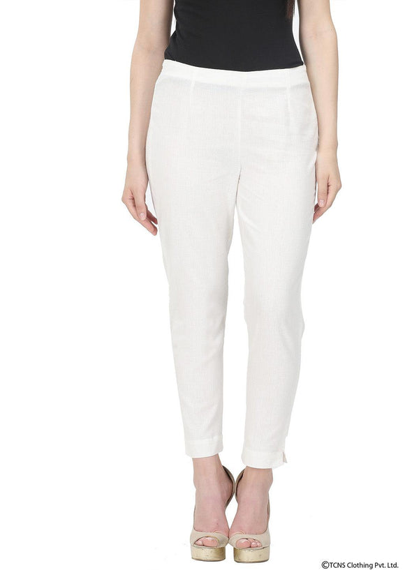 White Ankle Length Trousers
