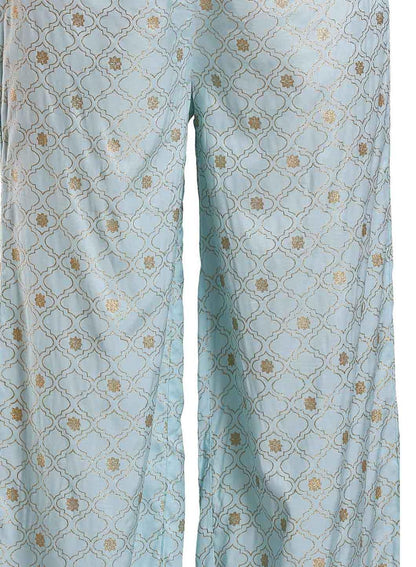 Blue Printed Pants - wforwoman
