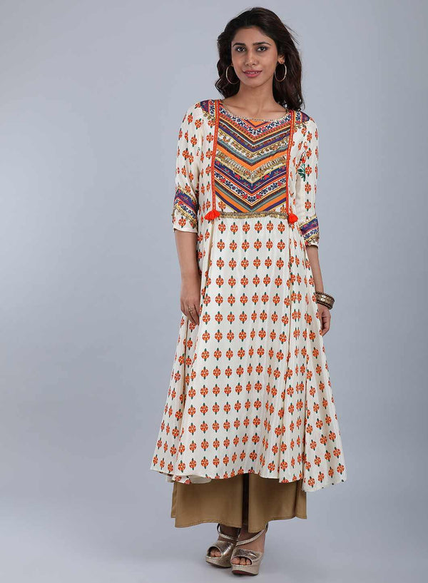 Multicolor Round Neck Printed kurta