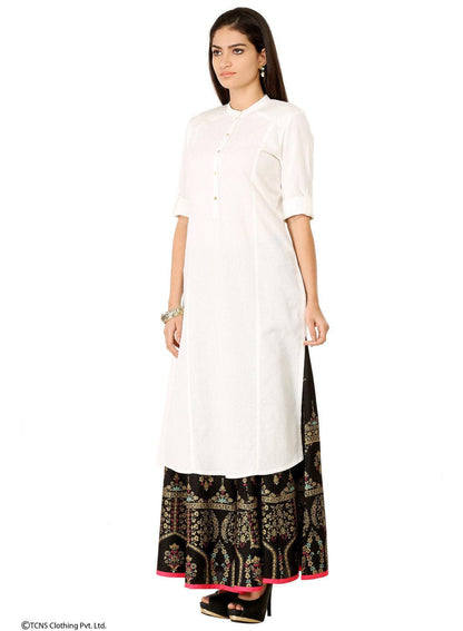 White 3/4 Sleeve kurta - wforwoman