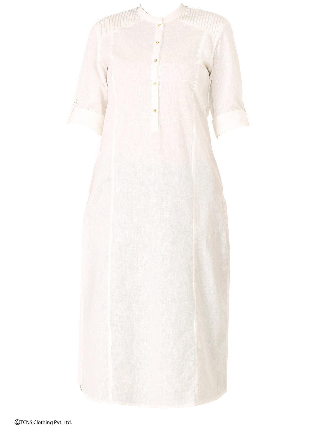 White 3/4 Sleeve kurta - wforwoman