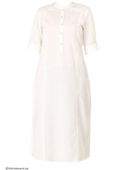 White 3/4 Sleeve kurta - wforwoman