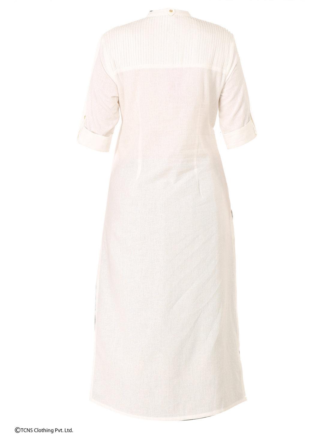 White 3/4 Sleeve kurta - wforwoman