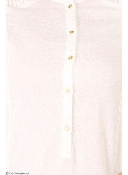 White 3/4 Sleeve kurta - wforwoman