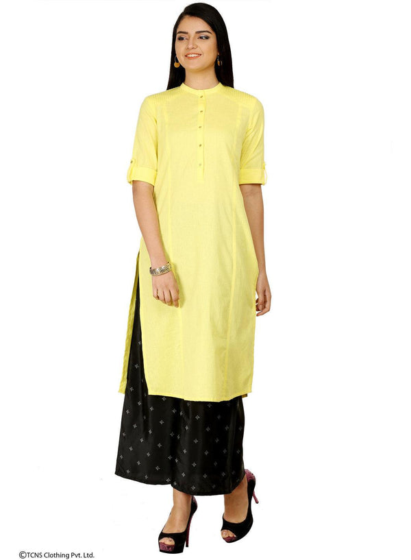 Yellow 3/4 Sleeve kurta