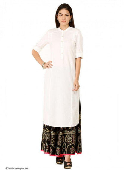 White 3/4 Sleeve kurta - wforwoman