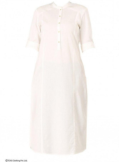 White 3/4 Sleeve kurta - wforwoman