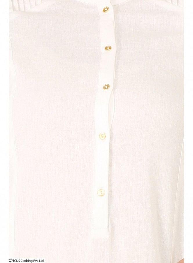 White 3/4 Sleeve kurta - wforwoman
