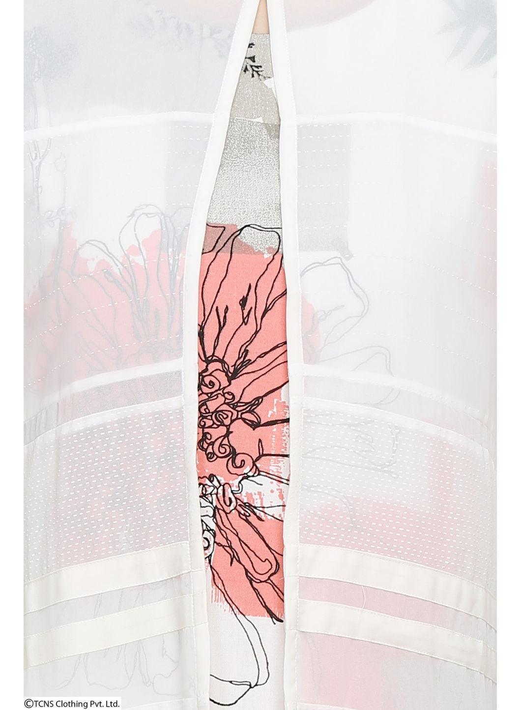 White Printed 3/4 Sleeve kurta - wforwoman