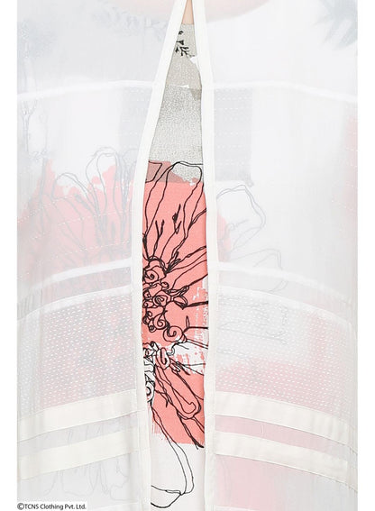 White Printed 3/4 Sleeve kurta - wforwoman