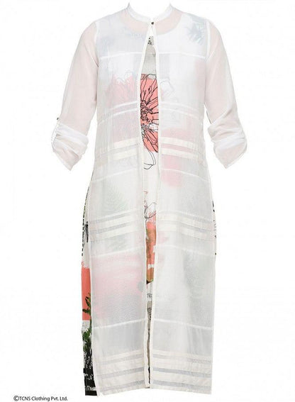 White Printed 3/4 Sleeve kurta - wforwoman