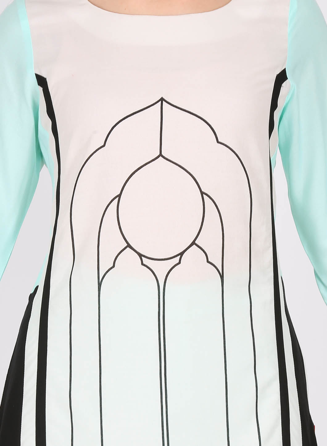 White &amp; Blue Printed kurta