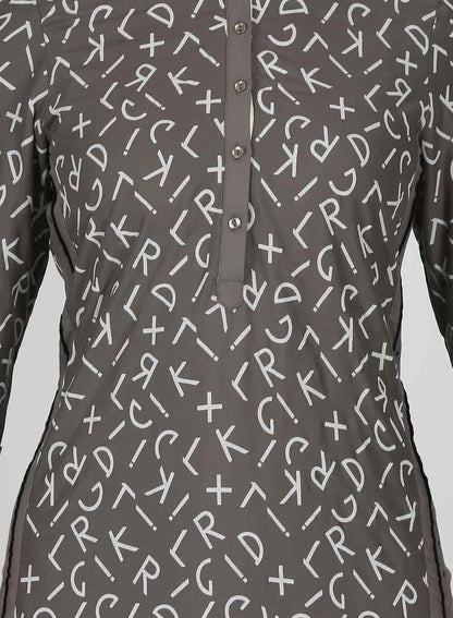 Grey Printed Mandarin Neck kurta - wforwoman