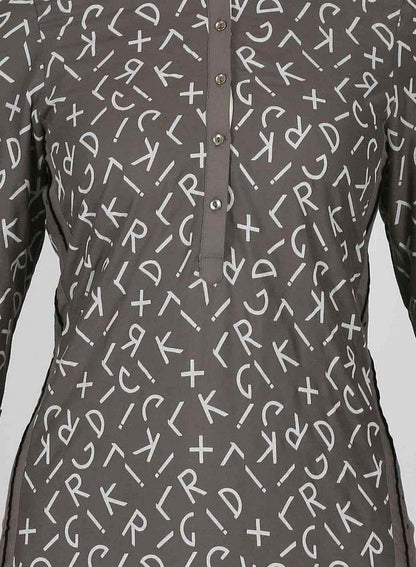 Grey Printed Mandarin Neck kurta - wforwoman