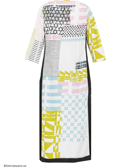 White Printed 3/4 Sleeve kurta