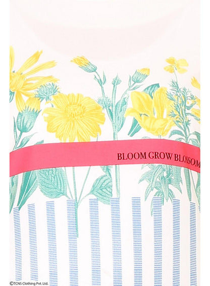 Yellow Printed 3/4 Sleeve kurta - wforwoman