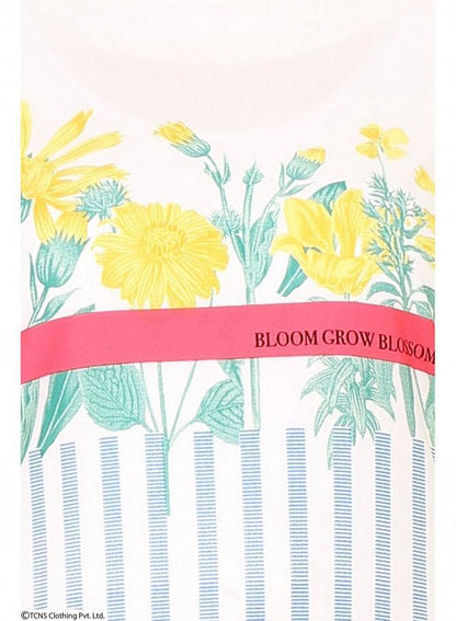 Yellow Printed 3/4 Sleeve kurta - wforwoman