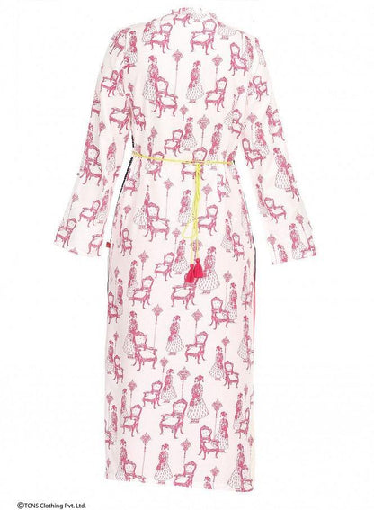 White Printed Full Sleeve kurta - wforwoman