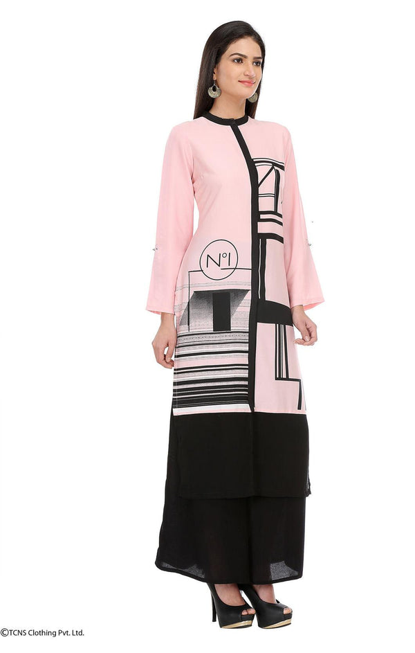 Pink Printed Full Sleeve kurta