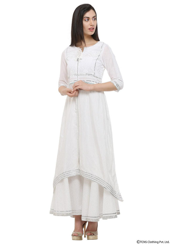 White Round Neck kurta