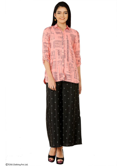 Pink Printed Full Sleeve Top - wforwoman