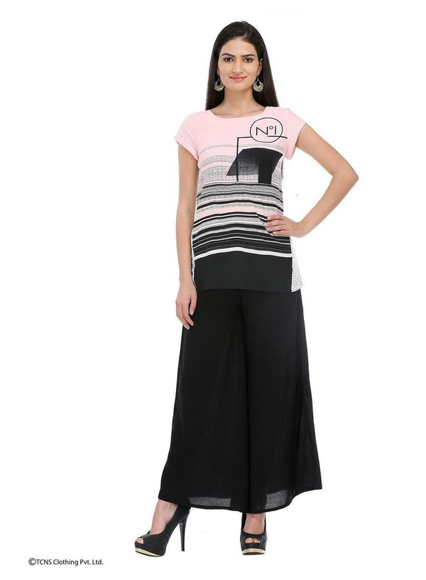 Pink Printed Short Sleeve Top