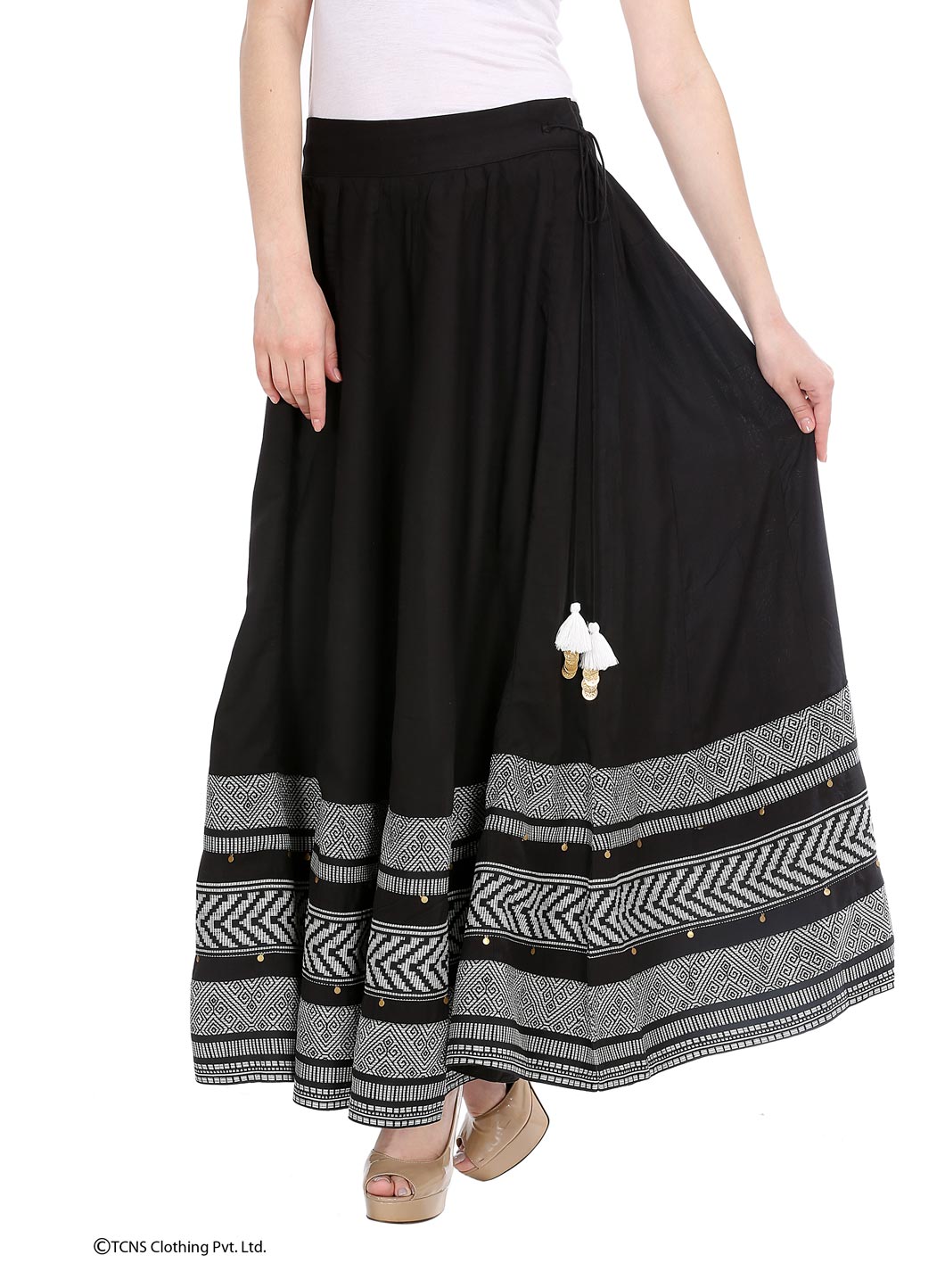 Black Printed Skirt - S
