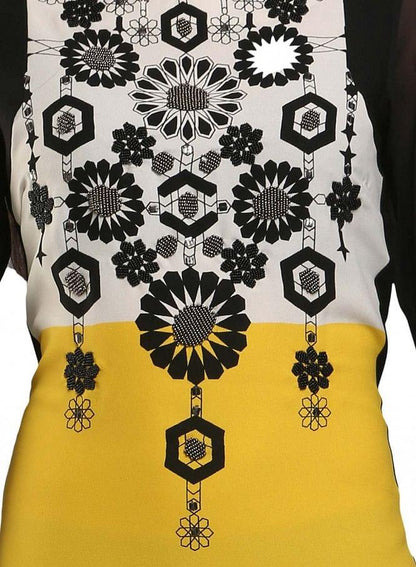 Yellow &amp; Black Colorblocked Printed kurta - wforwoman