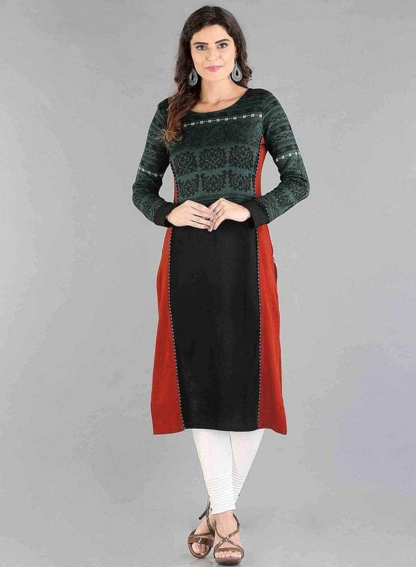Black Round Neck Winter kurta