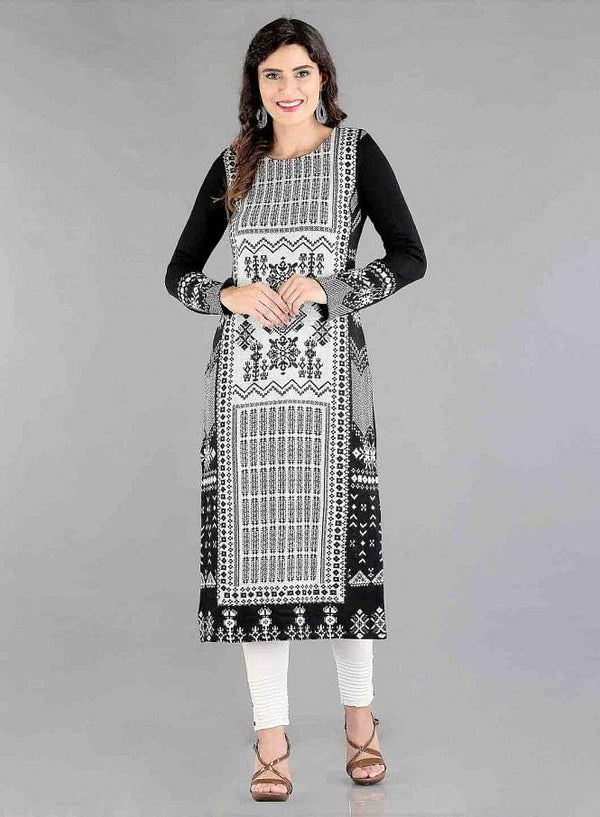 Black Round Neck Winter kurta