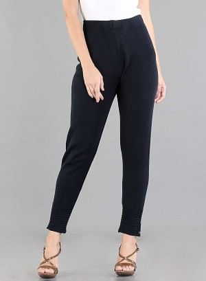 Blue Solid Woollen Leggings