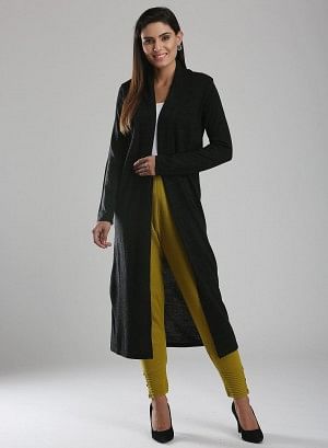 Black Front Open Cardigan - XL
