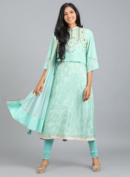 Green Knitted Churidar
