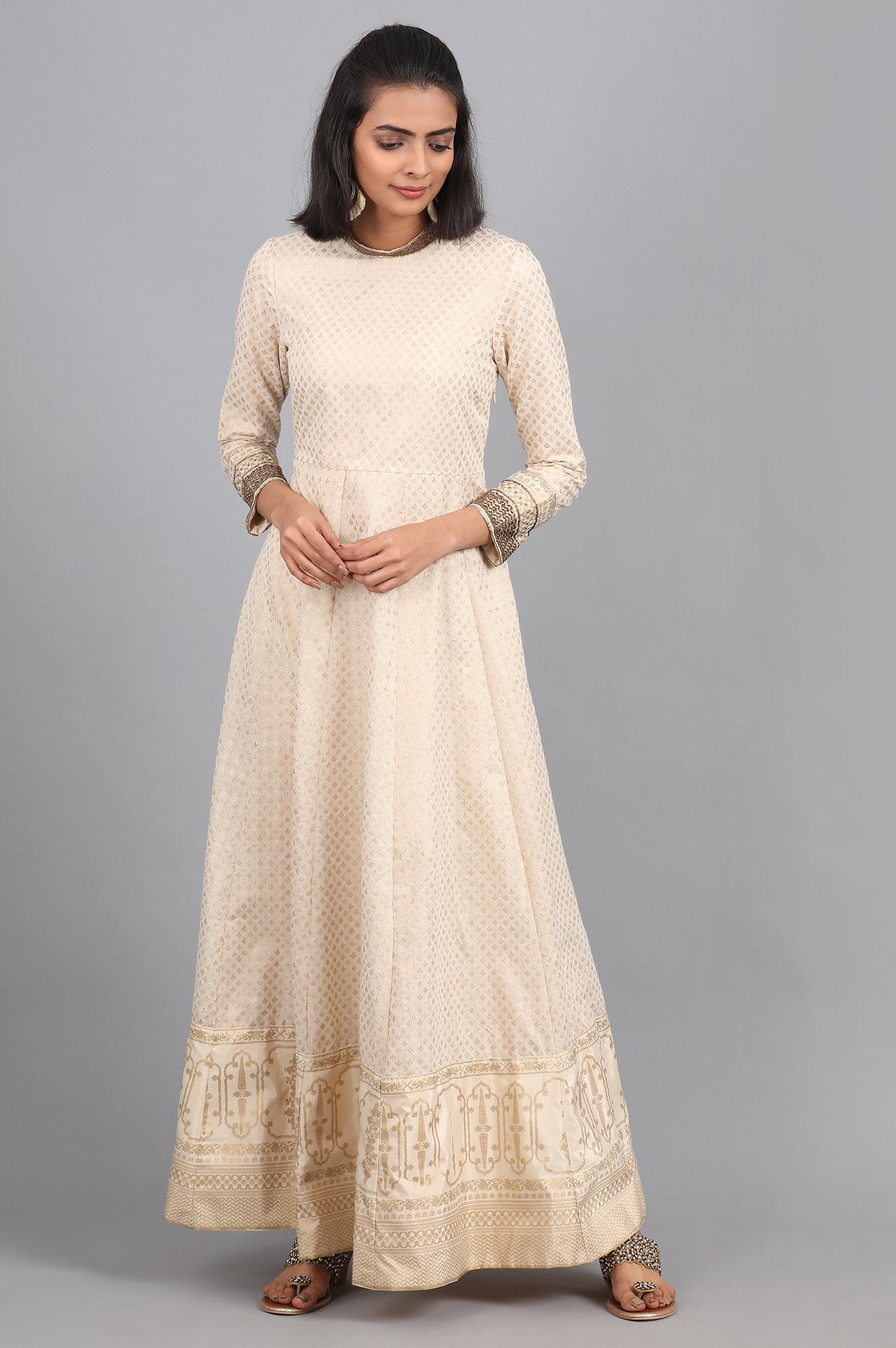 Off-White Mandarin Neck Yarn-dyed kurta