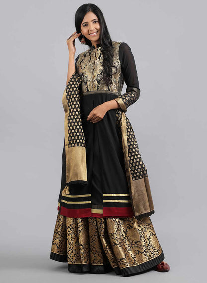 Black Jacquard Skirt