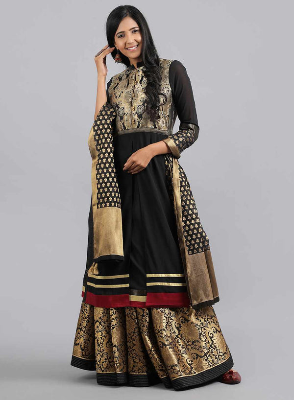 Black Jacquard Skirt