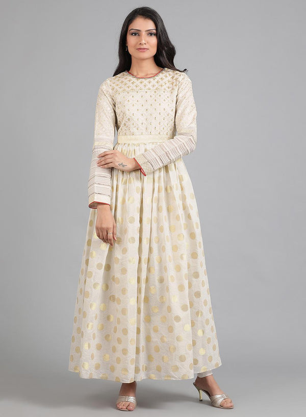 Off-White Round Neck kurta Set