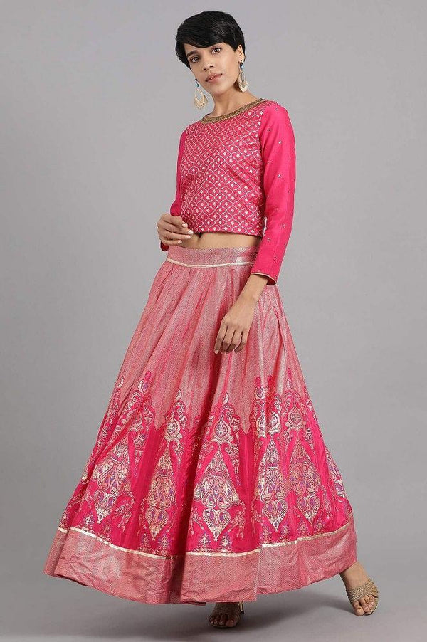 Pink Round Neck Yarn-dyed kurta Set